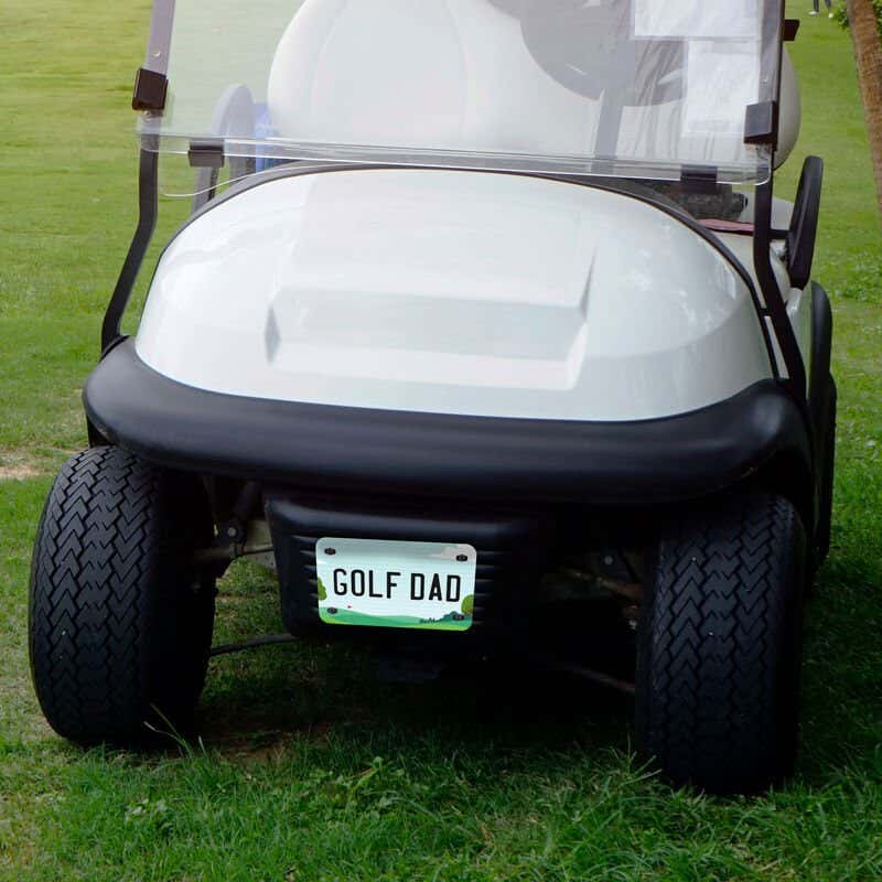 Custom Golf Cart License Plate Saying "Golf Dad"