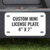 Custom Mini License Plate for Golf Carts 4x7 Shown on a Gold Cart