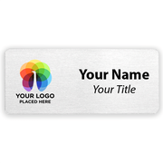Custom Brushed Silver Name Tag - 1.5 x 3.5