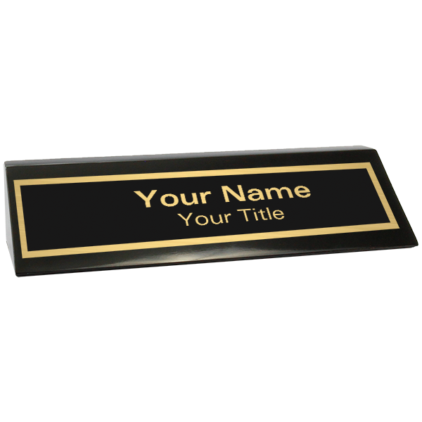 Custom Glossy Black Desk Wedge | 2" x 8"