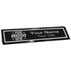 Custom Text Desk Block with Logo | 2" x 10" black and silver