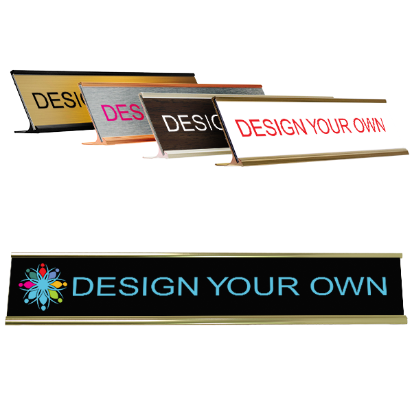 2" x 12" Full Color Desk Plate with Holder