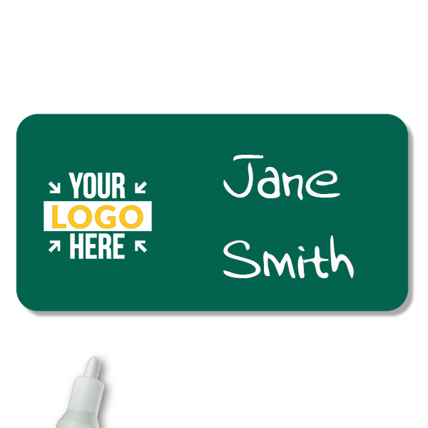 Customized 1.25 x 3 Chalkboard Reusable Name Tag - Example
