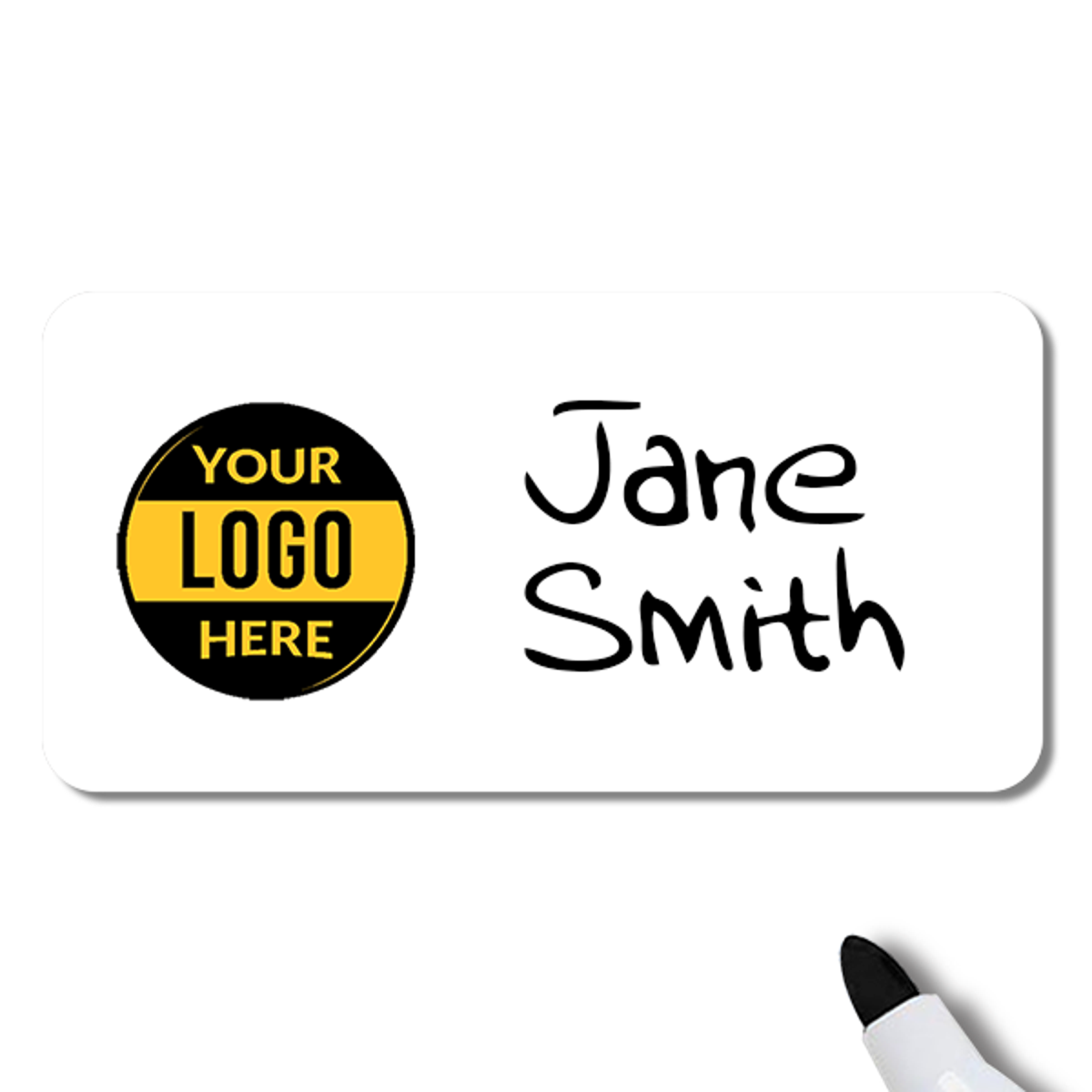 Customized 1.5 x 3 Dry Erase Reusable Name Tag - Example