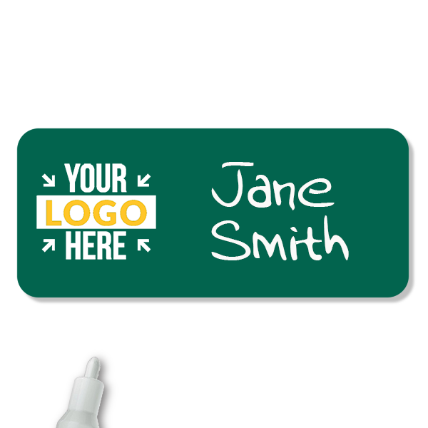 Customized 1.5 x 3.5 Chalkboard Reusable Name Tag - Example
