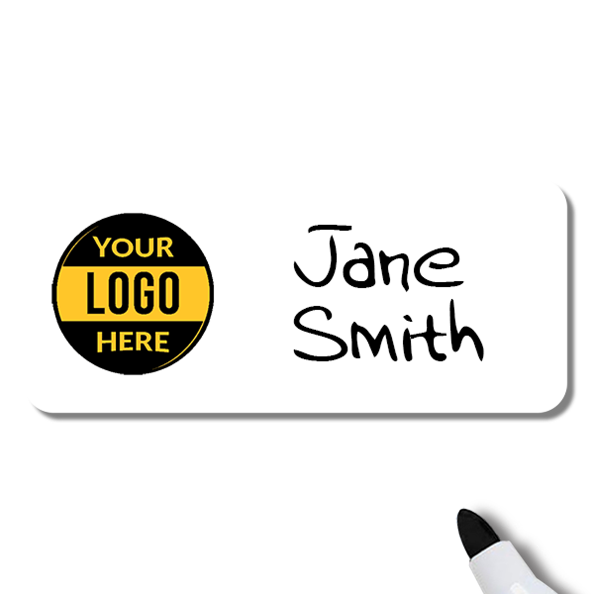 Customized 1.5 x 3.5 Dry Erase Reusable Name Tag - Example