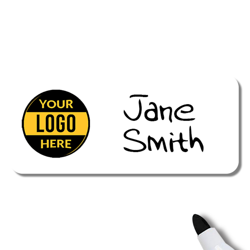 Customized 1.5 x 3.5 Dry Erase Reusable Name Tag - Example