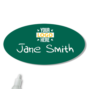 Customized Oval 1.5 x 3 Chalkboard Reusable Name Tag - Example