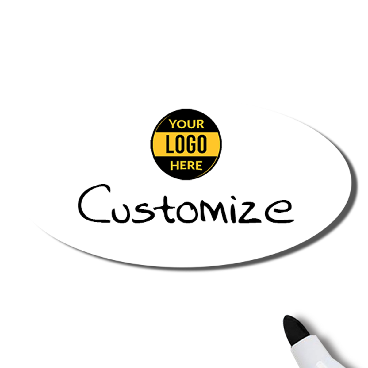 Customized Oval 1.5 x 3 Dry Erase Reusable Name Tag