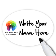 Customized Oval 1.75 x 2.5 Dry Erase Reusable Name Tag