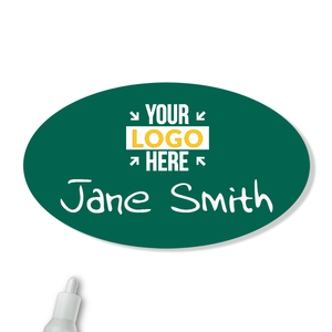 Customized Oval 1.75 x 3 Chalkboard Reusable Name Tag - Example