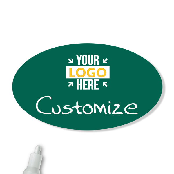 Customized Oval 1.75 x 3 Chalkboard Reusable Name Tag