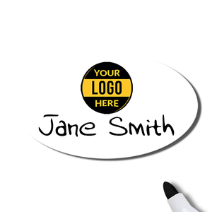 Customized Oval 1.75 x 3 Dry Erase Reusable Name Tag - Example