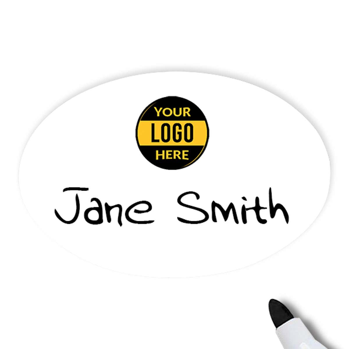 Customized Oval 2 x 3 Dry Erase Reusable Name Tag - Example