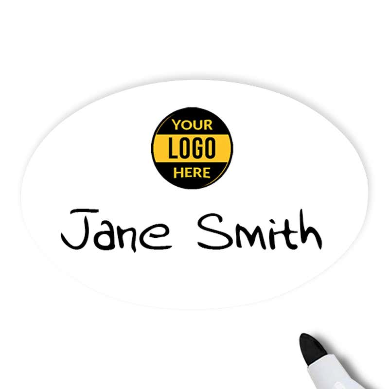 Customized Oval 2 x 3 Dry Erase Reusable Name Tag - Example