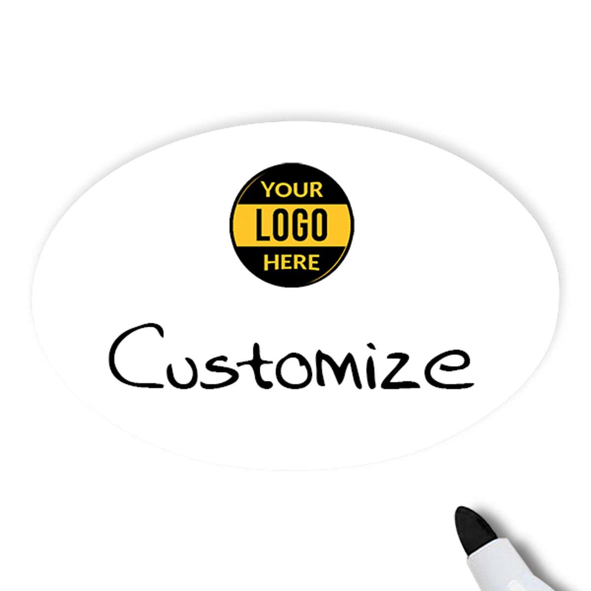 Customized Oval 2 x 3 Dry Erase Reusable Name Tag