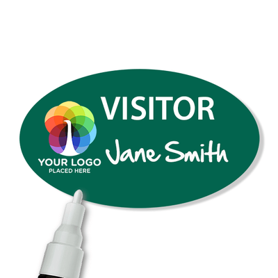 Visitor Chalkboard Reusable Oval Name Tag