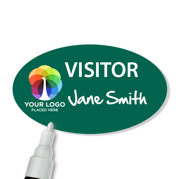 Visitor Chalkboard Reusable Oval Name Tag