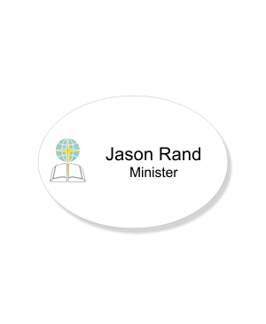 Baptist Full Color Name Tag - Oval