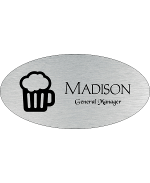 Beer Mug Oval Bar & Wine Name Tag