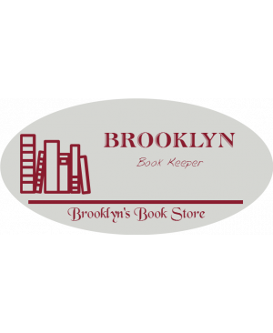Book Store 3 Line Oval Boutique Name Tag
