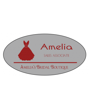 Bridal Shop 3 Line Oval Name Badge