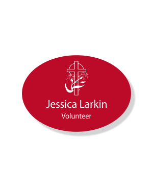 Lily Cross Faith Engraved Name Tag - Oval