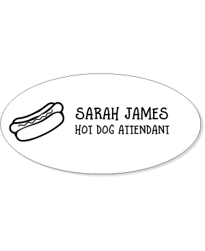 Classic Engraved Oval Hot Dog Name Tag
