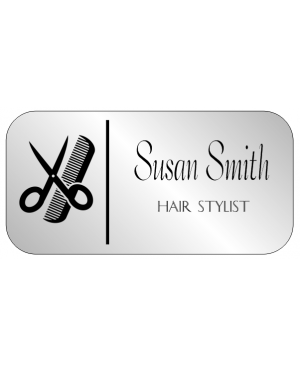 Hair Salon 2 Line Rounded Rectangle Name Badge A