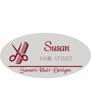 Hair Salon 3 Line Oval Name Badge A