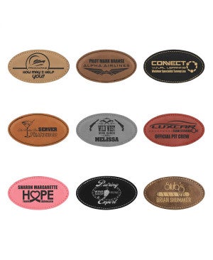 Leatherette Magnetic Name Tag - Oval