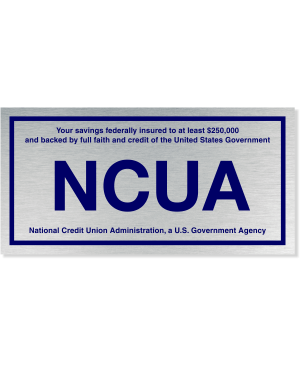 NCUA Blue / Silver Aluminum Wall Plate | 4