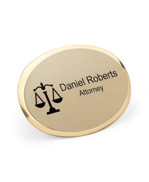 2.5x1.75 inch Law Office Oval Name Badge with Frame