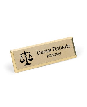 3x1 inch Law Office Small Name Badge w/ Silver Holder