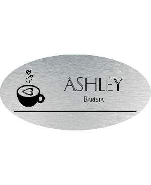 Oval 2 Line Coffee Shop Name Badge F