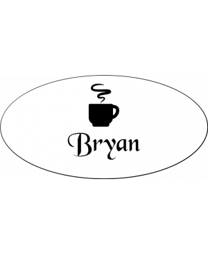 Steaming Coffee Cup Oval Coffee Shop Name Tag