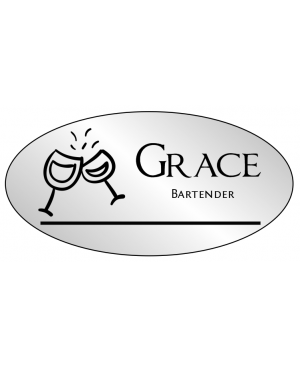 Oval 2 Line Bar & Wine Name Badge B