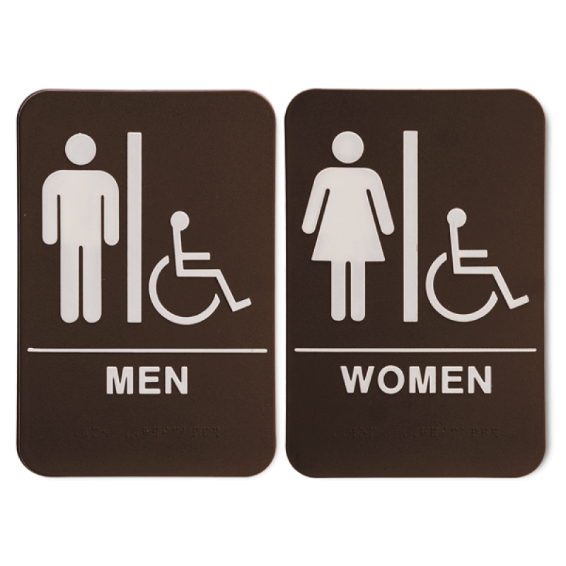 Brown Ada Handicap Restroom Sign Set Name Tag Wizard