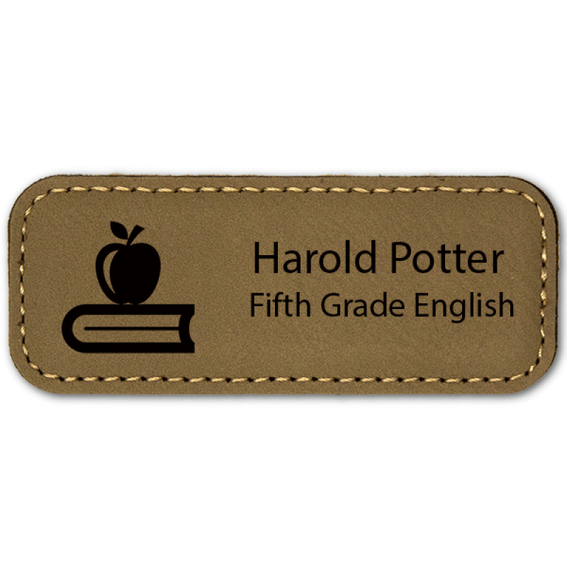 Apple on Book Teacher Leatherette Name Tag Apple on Book Teacher Leatherette Name Tag
