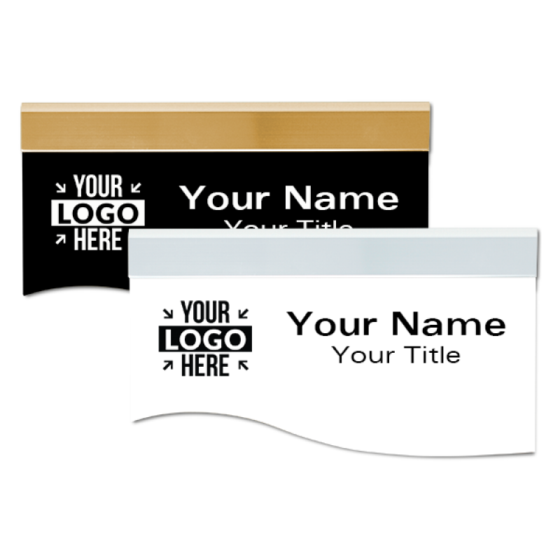 Engraved Plastic Wave Shaped Sign with Holder - 4" x 8" Engraved Plastic Wave Shaped Sign with Holder - 4" x 8"