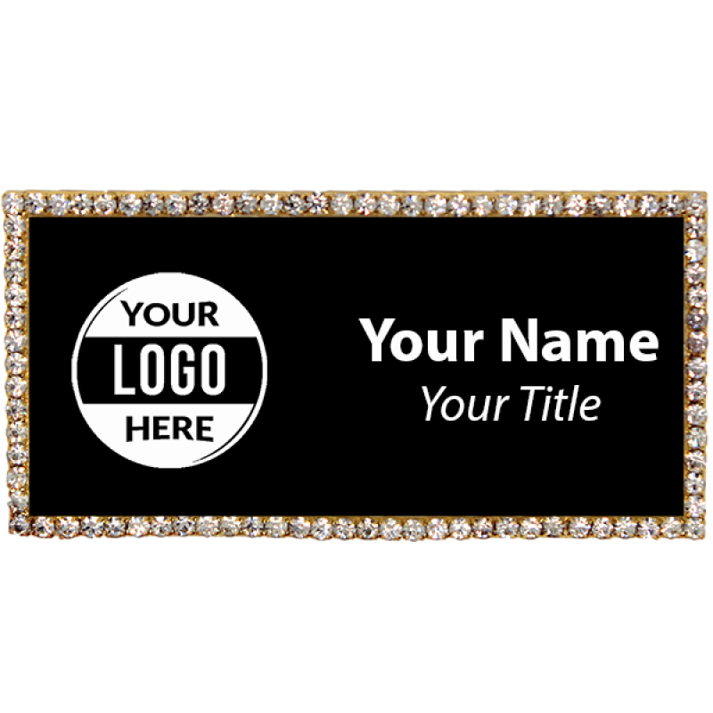 Gold and Black Bling Name Tag Gold and Black Bling Name Tag