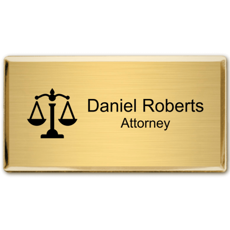 Law Office Name Tag with Executive 1.5 x 3 Holder Name Tag Wizard