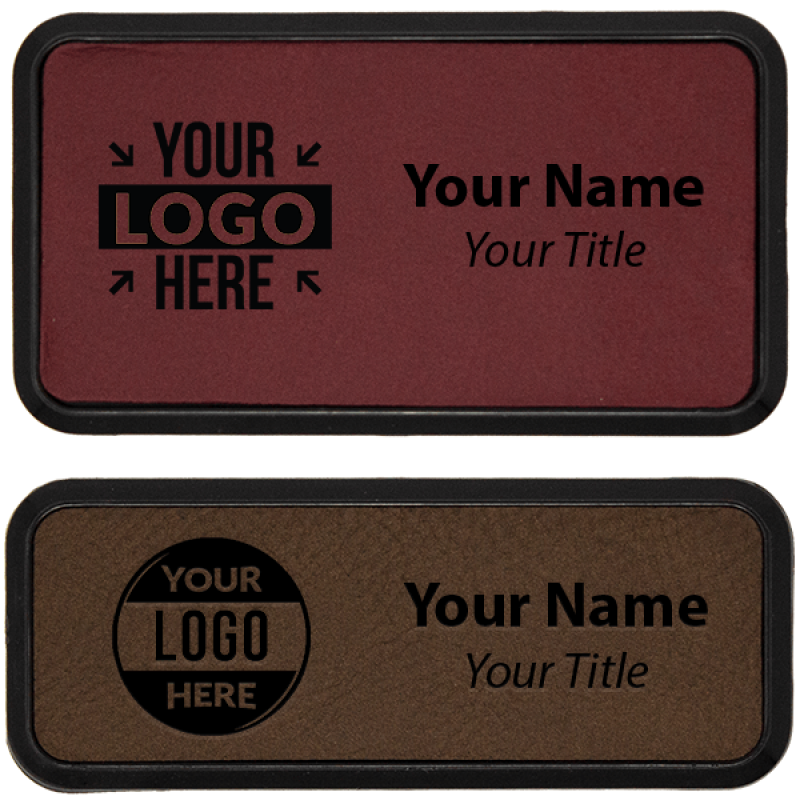 Leatherette Name Tag with Frame - Rectangle Leatherette Name Tag with Frame - Rectangle
