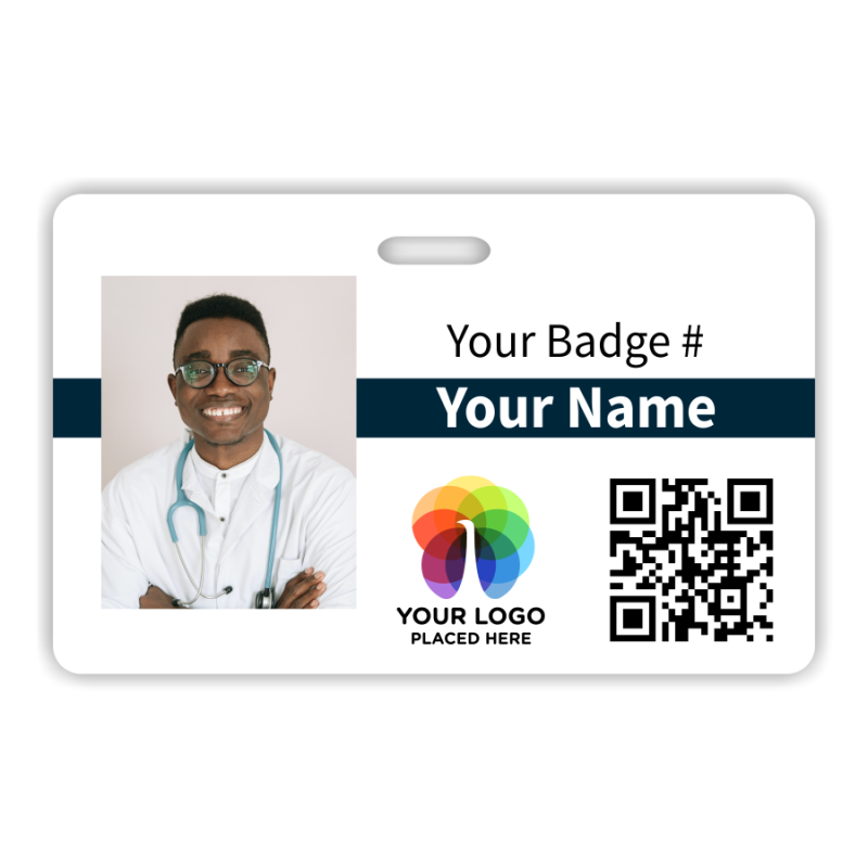 Horizontal Photo ID Card with QR Code | Name Tag Wizard