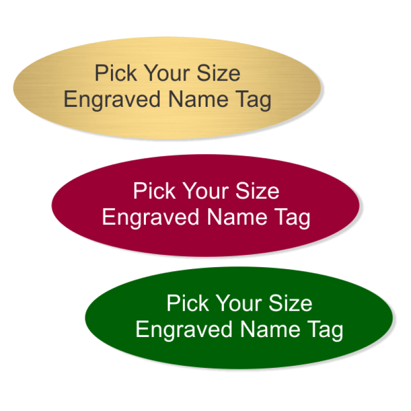 Pick Your Size Plastic Engraved Oval Name Tag Pick Your Size Plastic Engraved Oval Name Tag