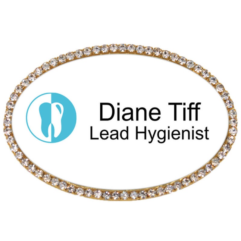 Sparkly Dental Hygienist Oval Name Tag Sparkly Dental Hygienist Oval Name Tag