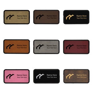 Framed Leatherette 1.5" x 3" Rectangle Name Tag