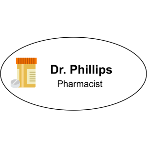 Oval Pharmacy Name Tag 