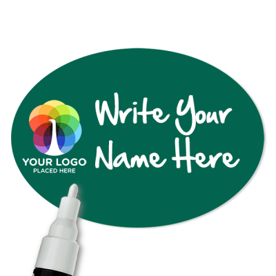Customized Oval 1.75 x 2.5 Chalkboard Reusable Name Tag