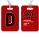 Red Black and White Shadowed Text Monogram Luggage Tag